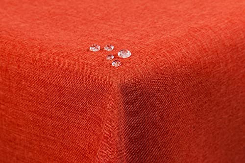 First-Tex Tischdecke Leinenoptik Lotuseffekt abwaschbar 110x140 eckig Terracotta/orange