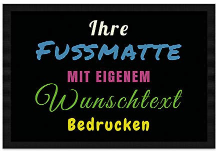 PR Print Royal Fußmatte mit Wunschtext beschriften - Verschiedene Größen bis 120 cm - Fußabtreter Bedrucken mit Spruch - viele Hintergründe - rutschfest, 60 x 40 cm mit Gummirand