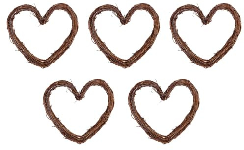 Milisten Wedding Decor 5pcs Rattan Wreath 20cm Heart Shape Rattan Wreath Diy Crafts for Wedding Party Door Garland Home Hanging Decor Grapevine Wreath