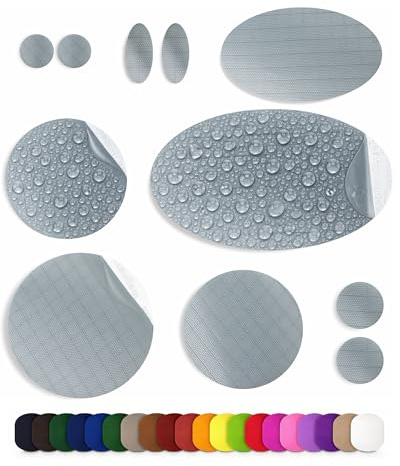 aZengear Repair Patches for Jackets, Tent, Shoe Toe, Air Mattress, Inflatables, PVC Gear - Waterproof, Self-Adhesive, Tear-Cold-Heat-Resistant, Down Puffer Coat (11 Pcs, Silver)