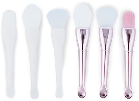 6 Confezione da Pennelli per Maschera in Silicone, Pennello Applicatore per Maschera di Fango Facciale, per Applicare Lozione per il Corpo di Fango - Oro Smeraldo, Avorio