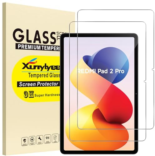 XunyLyee Protector Pantalla para Xiaomi Redmi Pad 2 Pro/Redmi Pad Pro/Xiaomi Poco Pad/Poco Pad M1 12,1 Pulgadas Cristal Templado Film [2 Piezas]