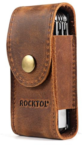 ROCKTOL Multitool mantel, premium läder snäppmantel för bälte, multiverktyg knivmantel påse hölster passar 10,7 cm multiverktyg för EDC, camping, vandring utomhus