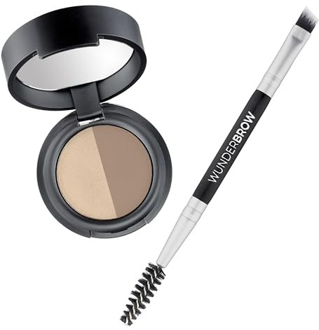 WUNDERBROW Soft Brow Define & Fill Brow Powder Duo (Biondo) – Trucco per Sopracciglia dall’Effetto Naturale con Pennello a Doppia Punta, Vegan & Cruelty-Free