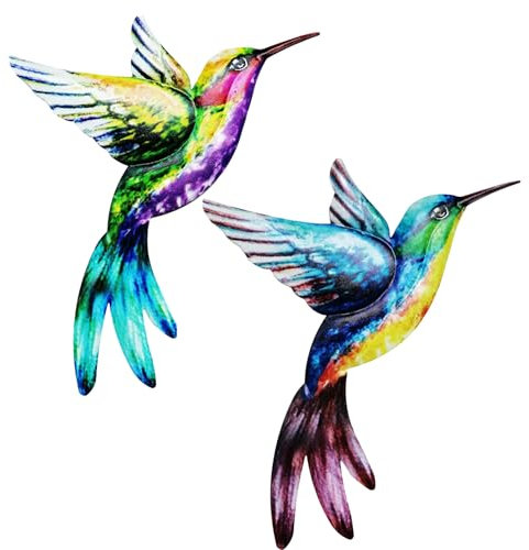 Décoration Murale Colibri Métal à Suspendre, Intérieur/Extérieur, Vert - 1 Pièce