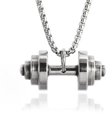 Belachick halsband hänge kedja män kvinnor smycken hantel hänge män halsband tyngdlyftning kroppsbyggare gym par