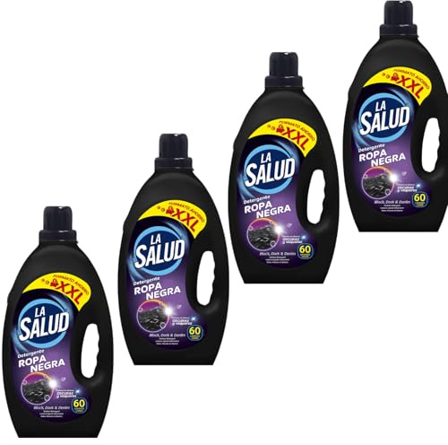 Pack de 4 LA SALUD Detergente Líquido para Ropa Negra 4L x4-240 Lavados | Protección del Color, Brillo Duradero y Cuidado Profundo para Prendas Oscuras | Ideal para Todo Tipo de Telas