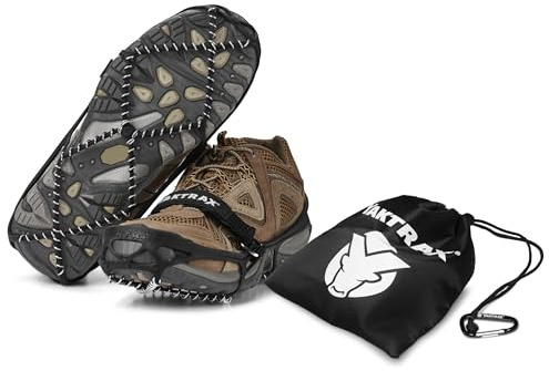 Yaktrax Pro Plus Traction Cleats for Ice and Snow, 360° Steel Coil Grip for All-Direction Traction, Flexible Thermoplastic Upper, Easy On/Off with Heel Tab, Includes Carry Bag & Carabiner, Large