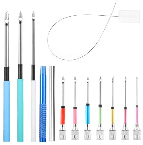 AOZUO 13 Stück Punch Needle Set, 10 Größen Stanznadel Set Stickerei Starter Kit Punch Needle Kit, Stanznadel Einfädler Stickerei Set Punch Nadel Set für DIY Stickgarn Kreuzstich Anfänger