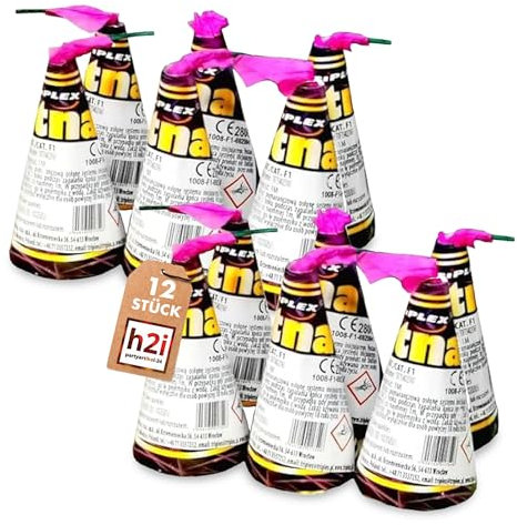 h2i Etna Vulkan | 12 Stück | +/- 15 - 20 sek | Outdoor Leuchtfontäne mit Funkenregen für Silvester, Halloween & Partys | Kinder & Jugendfeuerwerk | h | Ganzjahresfeuerwerk Kat 1