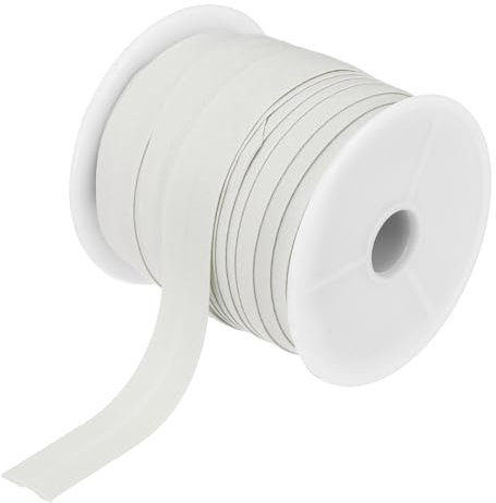 Kvartsman 1/2 tum snedband, enkelfals, avskjutningsband, bomullsband, tygband, bomull, sömnad, tillbehör, kantband för sömnad, fållning, quiltning, infattning av hantverk, gör-det-själv (ljusvit, 76 m