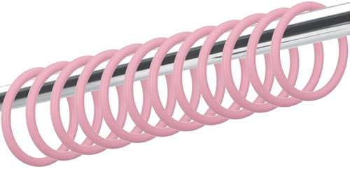Mabor 12 Pack Pink Shower Curtain Hooks, Plastic Snap Rings for Bathroom