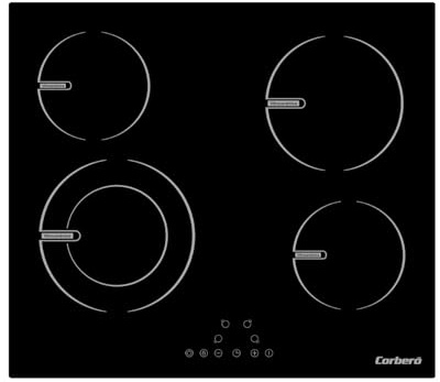 Corberó – Placa Vitrocerámica | CCVG4645 | 4 Zonas de Cocción | Potencia 6400W | Control Táctil | Temporizador 99 Min | Bloqueo Infantil | Desconexión Automática | Negro