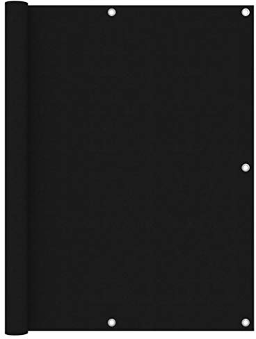 Mokuyary Protector de privacidad para balcón, color negro, 120 x 500 cm, tejido Oxford, revestimiento de balcón, cubierta opaca contra el viento para jardín, terraza, exterior