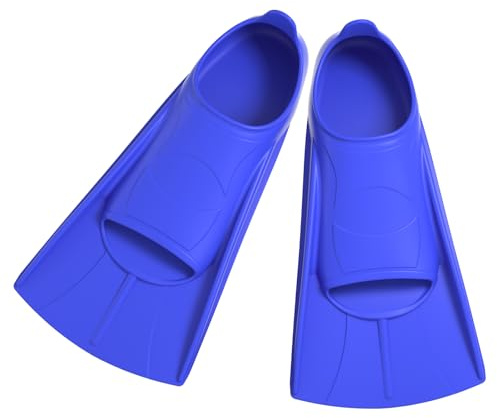 Pinne da nuoto per bambini, pinne corte per bambini, 100% silicone, comode pinne corte per allenamento di nuoto, pinne da immersione, blu, L