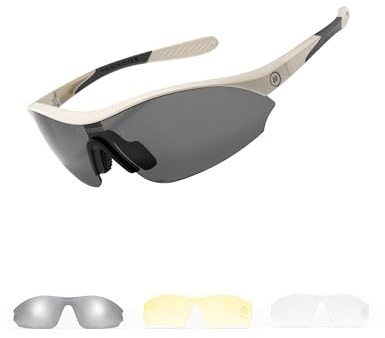 ROCKBROS Lunette de Cyclisme Polarisées, 23.2g Ultra-Légère, Protection UV400, 3 Lentilles Interchangeables, Lunettes de Soleil Sport Homme Femme, Pour Course à Pied, Randonnée et Sports Outdoor