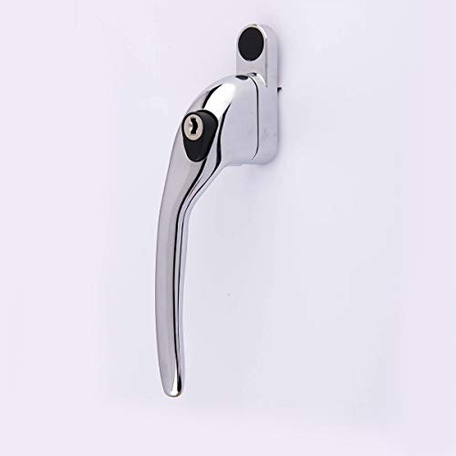 YALE P-YWHLCK40L-PC Versetzter Fenstergriff, passend für Linkshänder, 40 mm Spindel, abschließbar, Sichtverpackung, geeignet für PVCu-Fenster, poliertes Chrom
