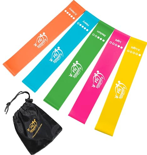 Fit Simplify 10 Inch Resistance Loop Exercise Bands, Set of 5, Assorted Colors
