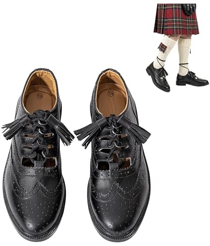 Ghillie Brogues Läderskor för Skotsk Kilt med Tofs (UK 6 / EU 40)