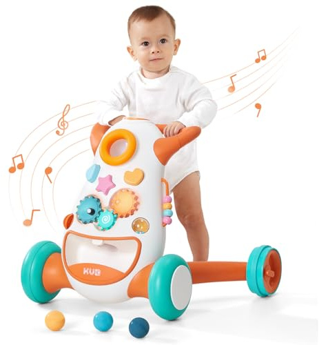 KÜB Montessori Baby Walker - Interactive Push Toy for Toddlers Learning to Walk with Soft Music & Lights, Adjustable Speed & Non-Slip Wheels, Educational Activity Center