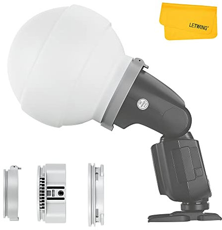 Godox ML-CD15 Diffuseur Dôme avec 3 Types D'adaptateurs, Dôme de Diffusion Silicone pour Godox V1 V1 Pro V100 TT685II V860II V860III AD100 Pro AD200 Pro AD200 ProII AD300 Pro AD400 Pro ML30 Bi ML60 Bi