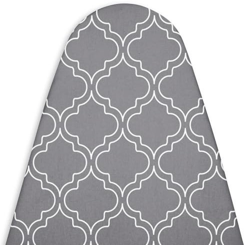 Encasa XO Ironing Board Covers and pad 135x45 cm- Thick 3mm Felt Padding, Drawstring Tightening & Lock, Heat Reflective, Scorch & Stain Resistant, for X-Large Ironing Board - Grey Tiles