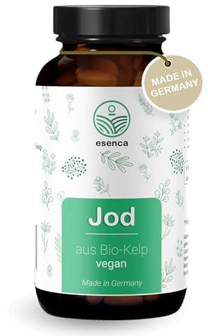Esenca Jod Tabletten – 365 Stück Jahresvorrat – je 180 µg Jod aus Kelp – Vegan & laborgeprüft – Hochdosiert – Ohne Magnesiumstearat, Aromen oder Zusatzstoffe – Nachhaltige Verpackung im Tablettenglas