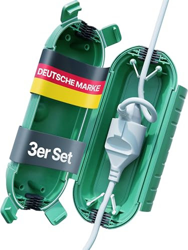 Adlerfokus Kabelbox wasserdicht IP44 [Das Original] 3 Stück - Safe Box - Sicherheitsbox - Outdoor Box wasserdicht - Steckerschutz aussen wasserdicht - Wetterfeste Elektrobox - Schutzbox