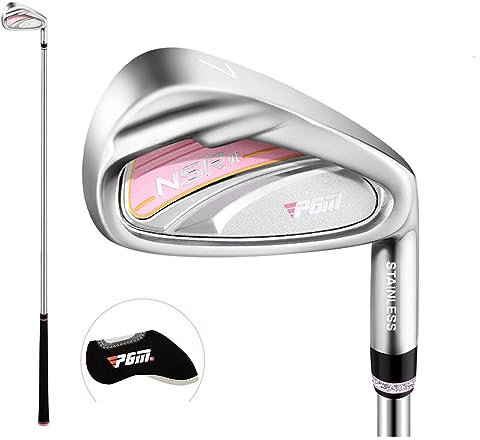 Palos individuales de carbono y acero para mujeres golfistas, palos de golf de hierro n.º 7 con funda para la cabeza (varilla de carbono, rosa)