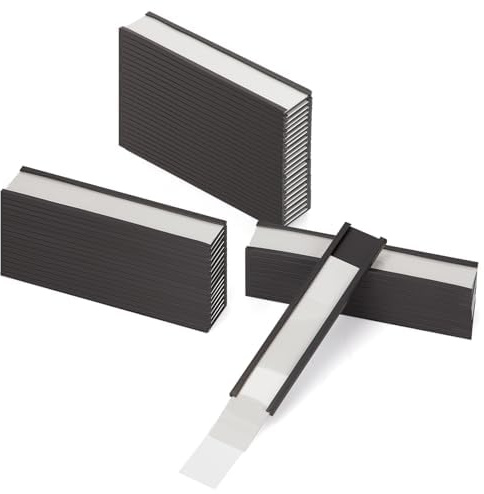 LLPT magnetisk etiketthållare 20 mm x 100 mm paket med 50 | Rostfri återanvändbar med pappersinlägg och plastskydd för hylla vit bräda verktygslåda metall väggskåp låda