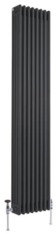 Milano Windsor Anthracite Cast Iron Style Vertical Four Column Radiator - 1800mm x 380mm