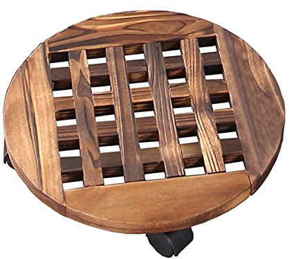 Växtställ, med hjul rund blomställning inomhus utomhus vagn – rullande träplanterare krukväxt stativ – 360° roterande hjul, diameter: 25 cm, 30 cm, 35 cm, 40 cm, 50 cm