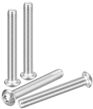DTGN M8-1,25 x 60 mm linshuvudskruvar med insexkant – 4-pack – bra för vägcykel, mountainbike, bil, motorcykel – 304 vitlackerad rostfritt stål – sexkantiga drivfästen