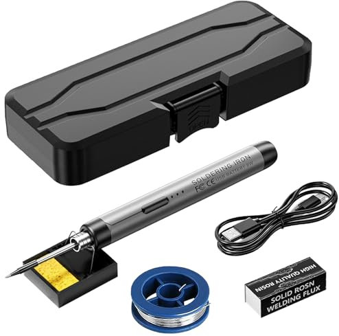 Soldador de Estaño Kit,Soldador con 3 Temperaturas,Ajustable 300 ℃-450 ℃, USB Interruptor ON/OFF