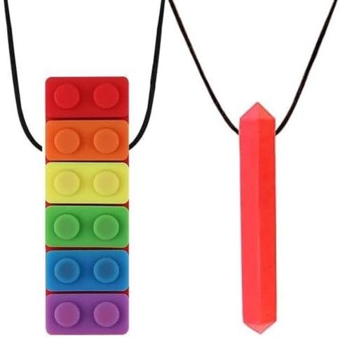 WUSJCOF 2 Pezzi Collana, Alta Flessibilità, Giocattolo in Silicone, Pendente per Bambini, Collana per Ragazzi e Ragazze con Autismo (ADHD), Stimolazione Sensoriale e Riduzione dello Stress