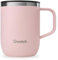 Qwetch - Thermobecher 350ml Edelstahl mit Henkel Pastellrosa – Isolierbecher für Kaffee & Tee – 6h Heiß, 12h Kalt – Auslaufsicherer Deckel, Wiederverwendbar, Kompatibel mit Teefilter