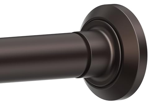 ENJOYBASICS 1 Bronze Shower Curtain Rod, 30-76 Adjustable, Secure Tension | Easy No-Drill Installation, No Tools, No Gaps, Sturdy Rust-Resistant Steel, Sag-Resistant Design, Tubs, RVs, Apartments