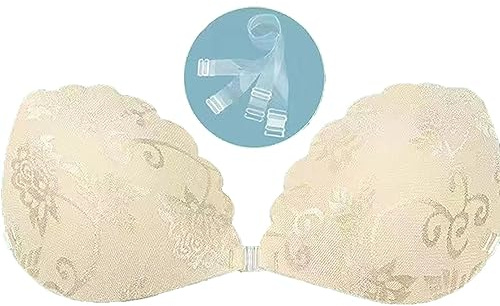 Bustier Femme Petit Soutien-gorge adhésif Push Up sans bretelles Soutien-gorge adhésif Dos nu Soutien-gorge en dentelle réutilisable Cache-tétons pour vêtements dos nu Maillot de bain Robe de mariée
