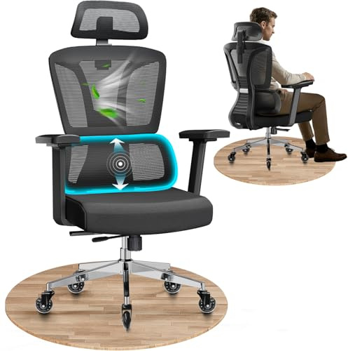 MELOKEA Sedia Ufficio Ergonomica, Braccioli 4D, Sedile Regolabile, Schienale Reclinabile, Poggiatesta 3D, Supporto Lombare, Ruote in Gomma, Sedia Gaming e Ufficio 200 kg