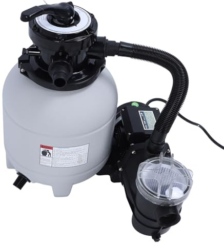 Denash di Pompa con Filtro a Sabbia Professionale da 12 Pollici Pompa Potente da 0,25 per con Filtro a Sabbia per Piscina, Adatta a Piscine di Tutte Le Dimensioni