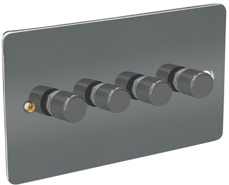 Axiom LED Dimmer Switch, 4 Gang, 2 Way, Black Nickel Finish, Flat Plate Design, Model LEDFDP150/42/BN