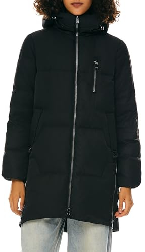 OROLAY Donna Elegante Piumino Inverno Giacca con Cappuccio Nero M
