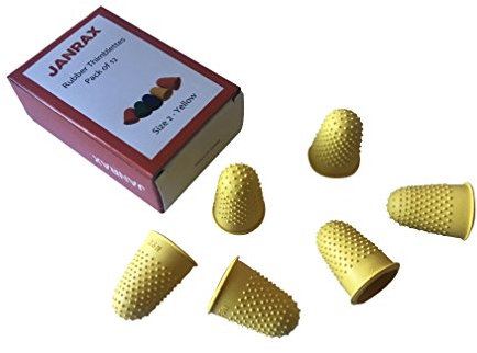 Fingerhüte Nr. 2, Gummi, groß, Gelb, 12 Stück