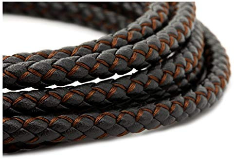 NaturSchatulle Hochwertiges Kunstleder Schwarz geflochten 1m Microfaser 6mm Lederschnur DIY Schmuck Lederkette Halskette Leder Basteln Schmuckherstellung