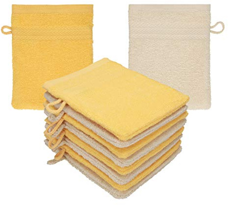 Betz paket med 10 tvättvantar premium 100 % bomull 16 x 21 cm honung – sand