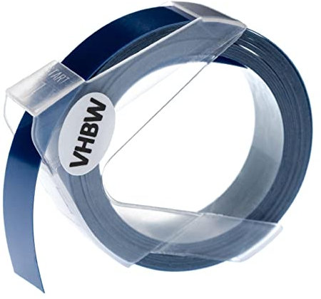 vhbw 3D Prägeband-Schriftband-Kassette kompatibel mit Dymo Rhino M1011 Etiketten-Drucker 12mm Weiß auf Blau