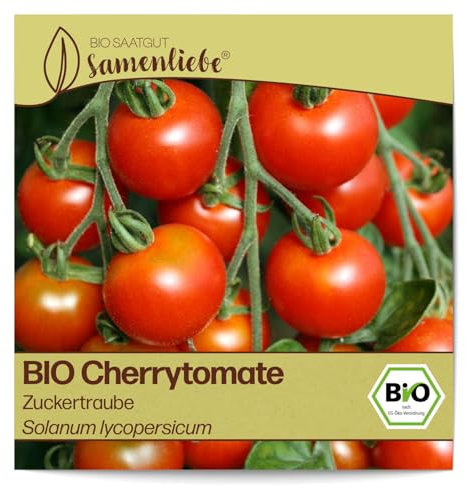 Samenliebe BIO Cherrytomaten Samen Zuckertraube besonders süße Cocktailtomate Tomate rot 10 Samen samenfestes Gemüse Saatgut für Gewächshaus Freiland und Balkon BIO Gemüsesamen