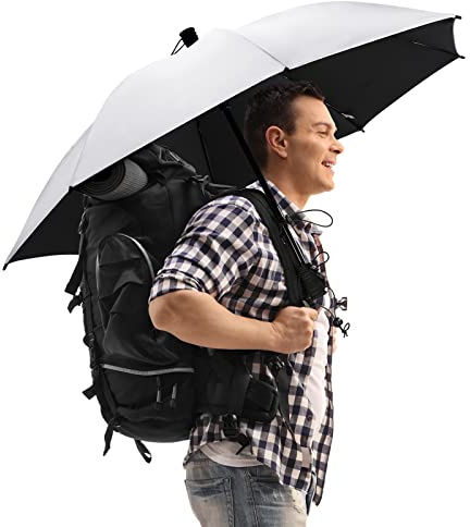 G4Free 46 Inch Large Hiking Umbrella Ultralight UV Silver Reflective Full-Size Trekking Backpacking Umbrella (Silver/Black)