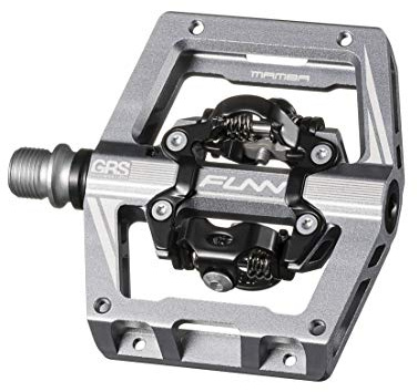 Funn Mamba S MTB Clipless Pedaler, Dubbelsidig Klämma Kompakt Plattform Mountainbike Pedaler, Kompatibla med SPD-klossar, 9/16-Tums CrMo Axle Cykelpedaler för MTB/BMX/Gruscykling (Grå)