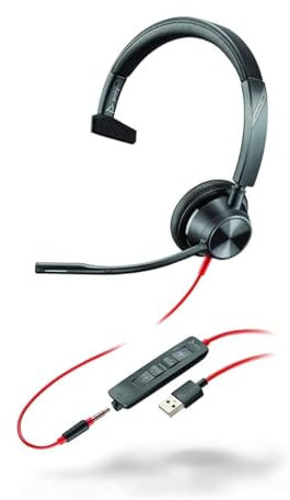 Poly Blackwire 3315, BW3315-M - Schnurgebundenes MS Mono-Headset mit USB-A Zertifiziert für Microsoft Teams